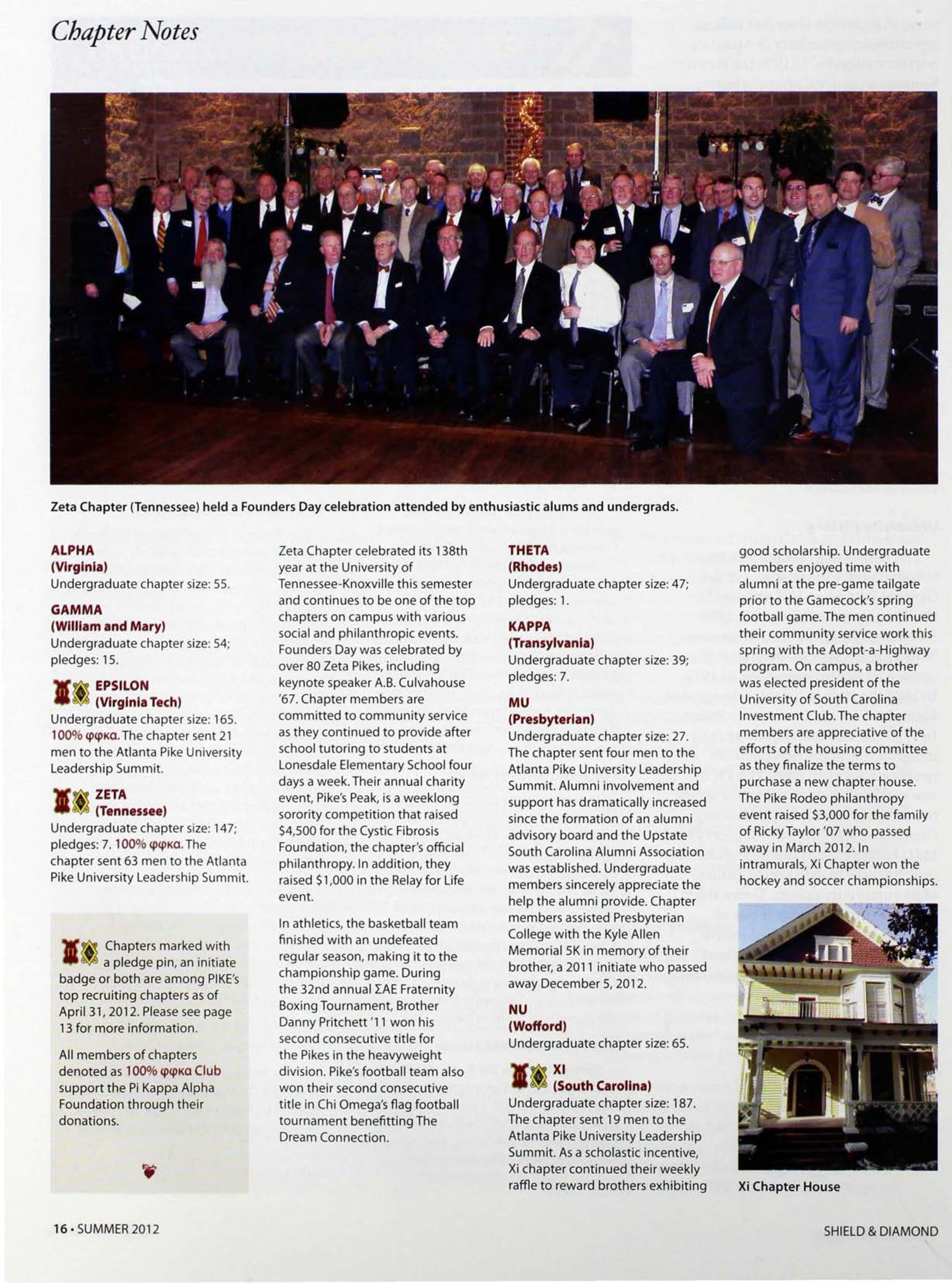 Chapter Notes, Summer 2012